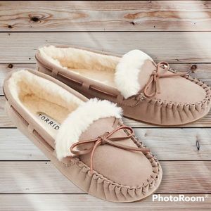 TAUPE BOW FUR SLIPPER (WW)